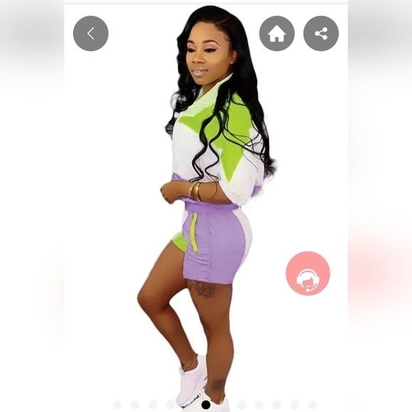 New NYLON 2 PIECE SHORT SET PLUS SIZE 1XL-2XL - Picture 2 of 2